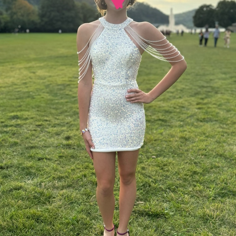 *RESERVED* NEW Nox Anabel Size 2 White Dress Prom Cocktail Party Cold Shoulder - Picture 2 of 10